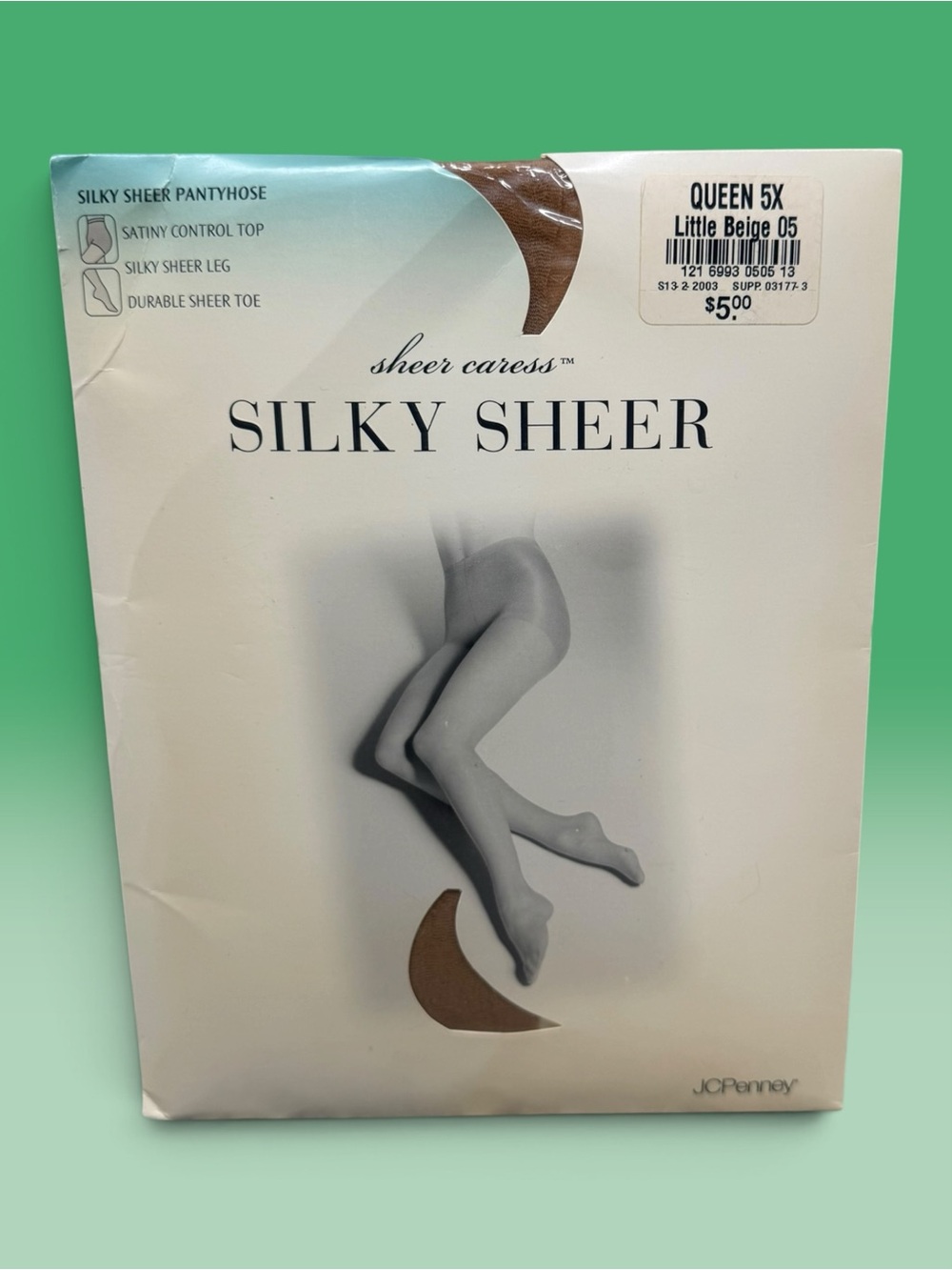 JCPENNEY Sheer Caress Silky Sheer Pantyhose Control Top Little Beige Sz Queen 5X